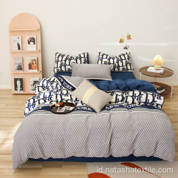 Fashion letter printing set sprei beludru kristal